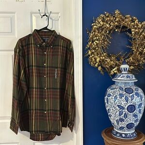 NWT Men’s Ivy Crew Long Sleeve Plaid Fleece Button Down Size Large